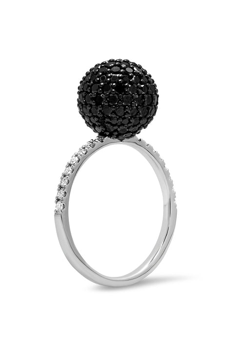 Black & White Diamond Disco Ball Ring