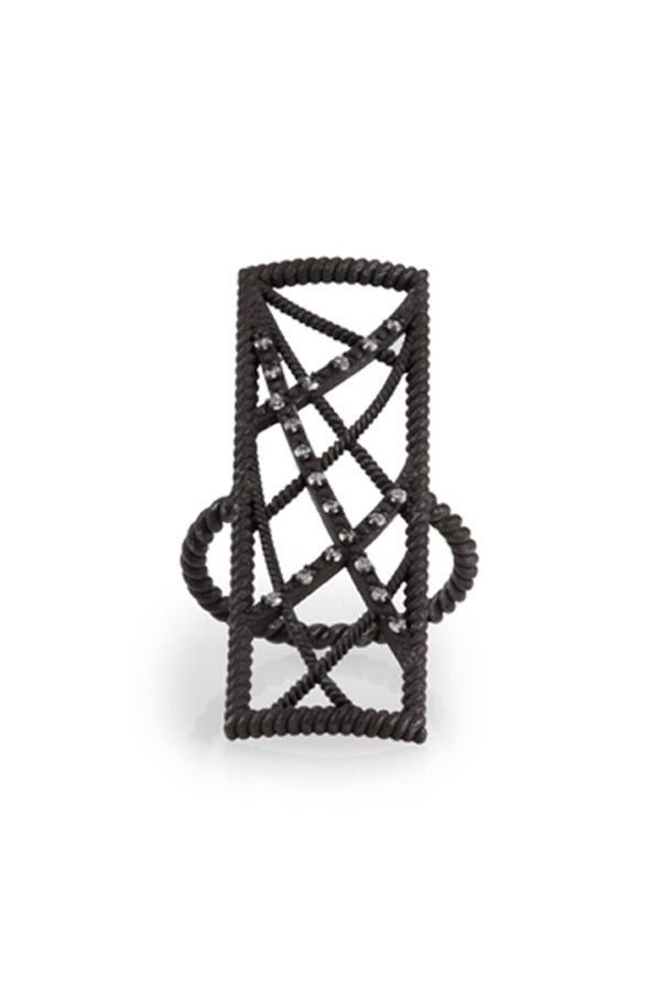 Black + Diamond Rectangular Ring