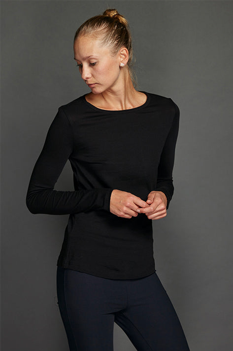 Black Long Sleeve Tee with Shirttail