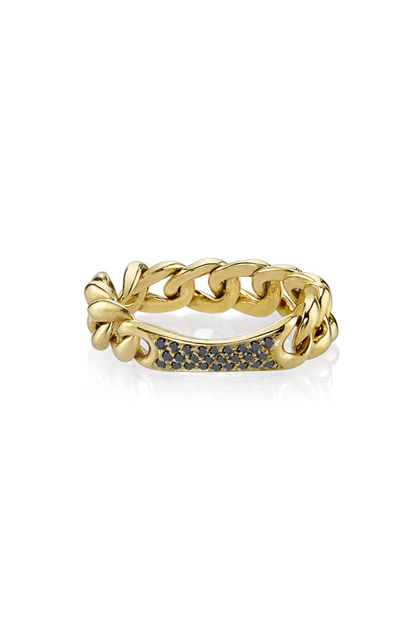 Chain Ring With Black Pavé Diamonds