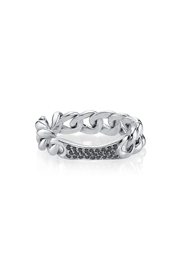 Chain Ring With Black Pavé Diamonds