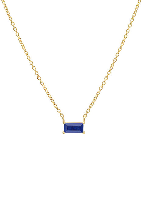 Solitaire Blue Sapphire Necklace