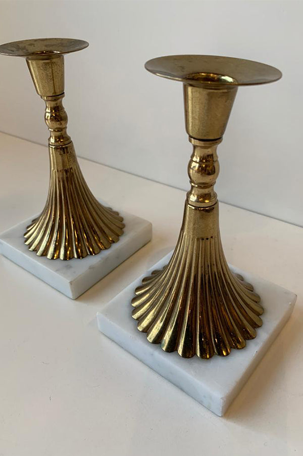 Mid Century Brass Torchiere Candleholders