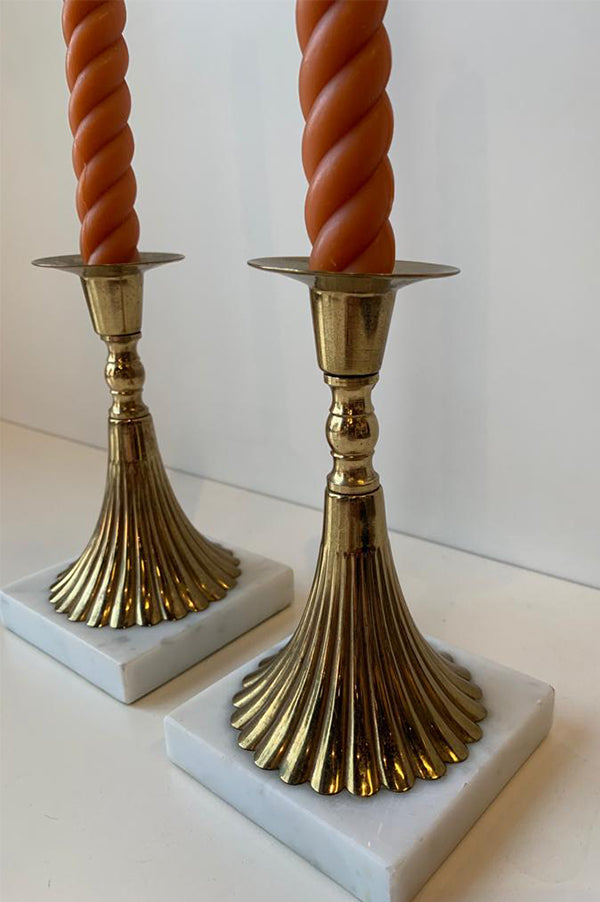 Mid Century Brass Torchiere Candleholders