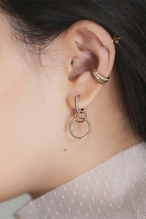 Chain Earrings with White Pavé