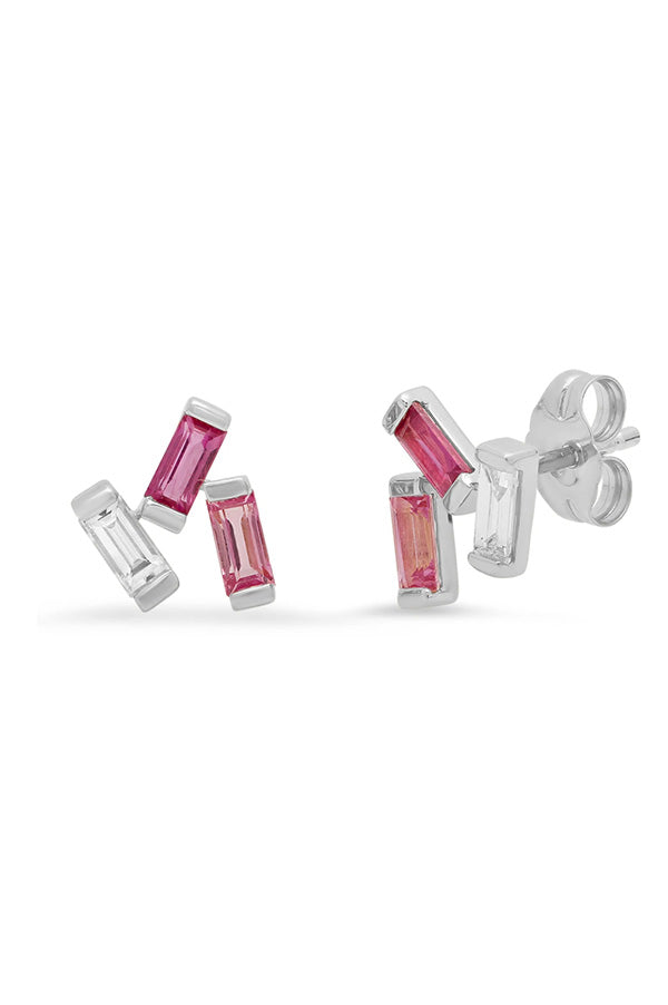 Ruby, Pink Sapphire and Diamond Baguette Clusters