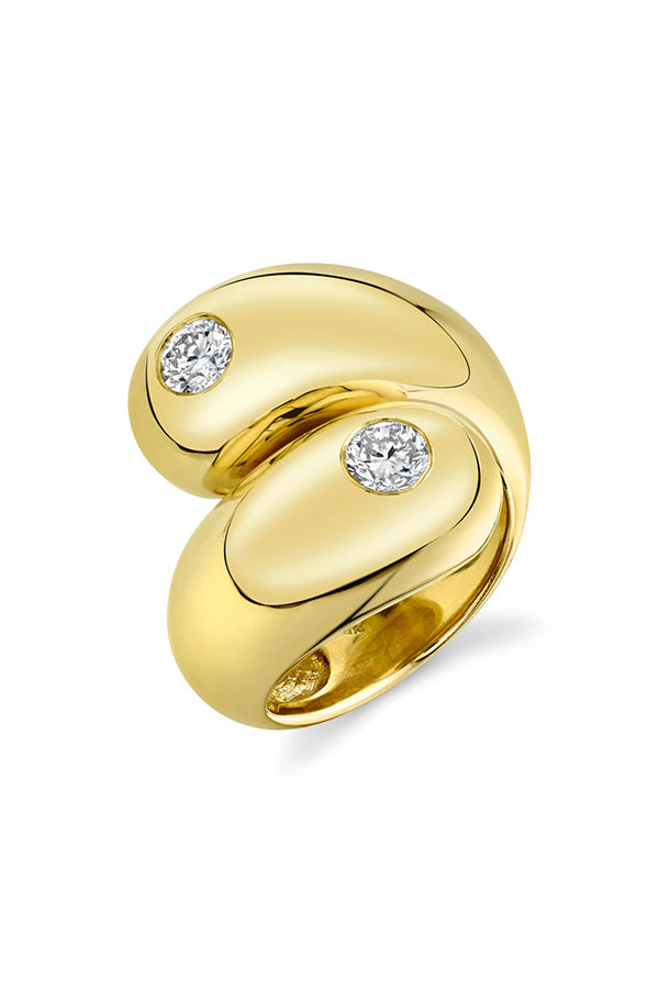 Double Apse Ring with Double Bezel Diamonds