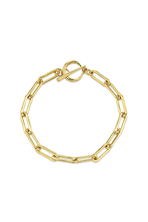 Delicate Rectangular Link Chain Bracelet with Tusk Clasp