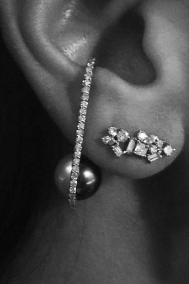 Nataf Joaillerie Diamond and Pearl Orbit Earring