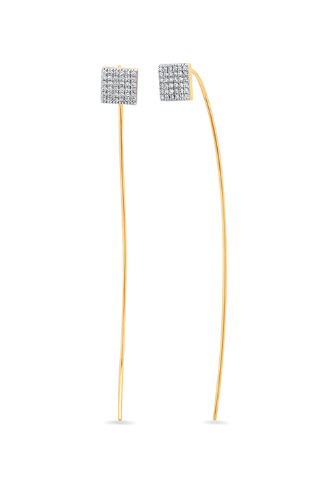 Pave Diamond Square Stud with Wire Thread