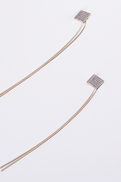 Pave Diamond Square Stud with Wire Thread