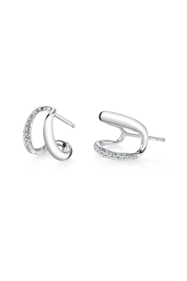 Twin Tusk Earrings With White Pavé Diamonds