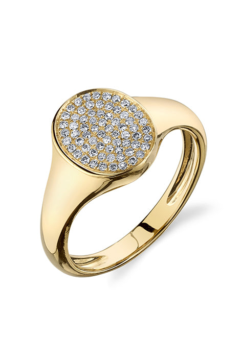 Disc Signet Ring with White Pave
