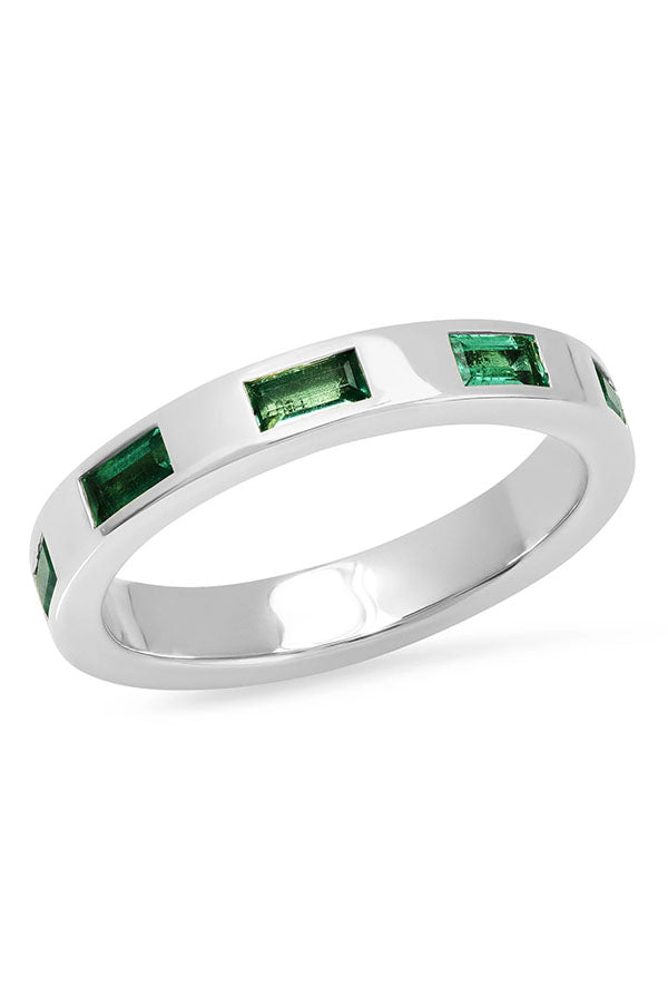 Stationary Emerald Baguette Ring