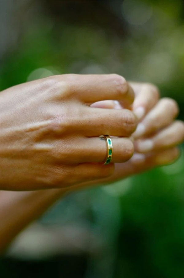 Stationary Emerald Baguette Ring