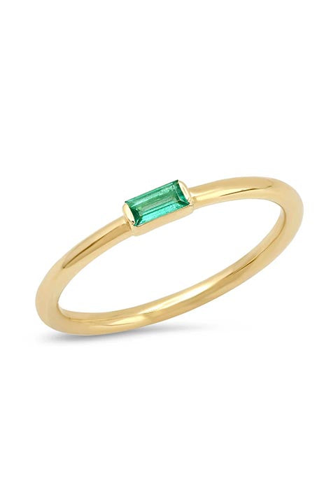 Emerald Baguette Solitaire Ring