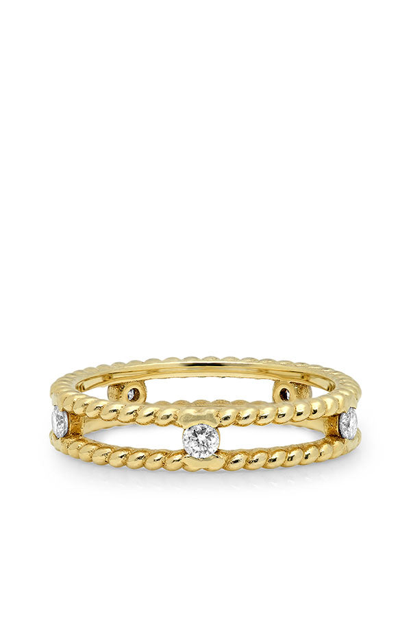Gold Double Twist Ring with Diamonds
