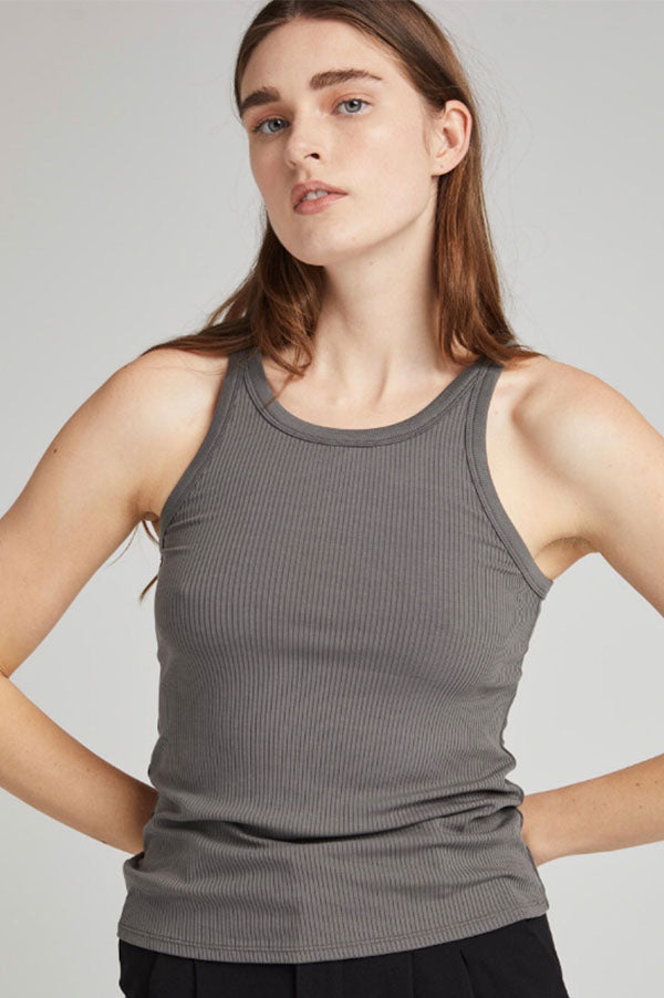 Gunmetal Vintage Ribbed Tank