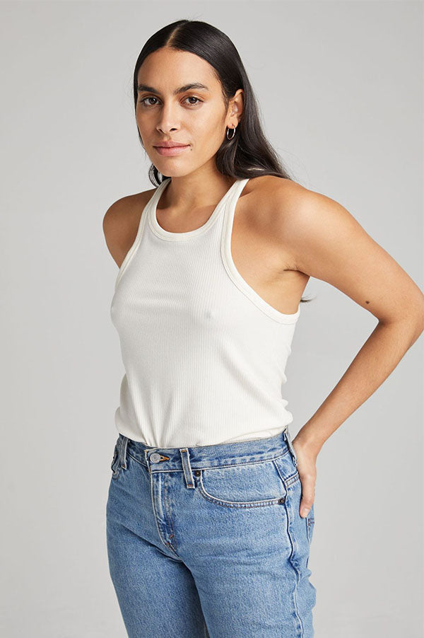 White Vintage Ribbed Tank