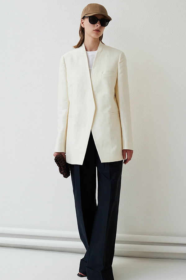 Jakari Standing Collar Suit Jacket In Off White (Sold Out)