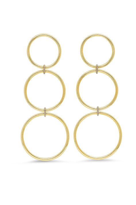 Large Triple Loops with Diamond Links Earrings
