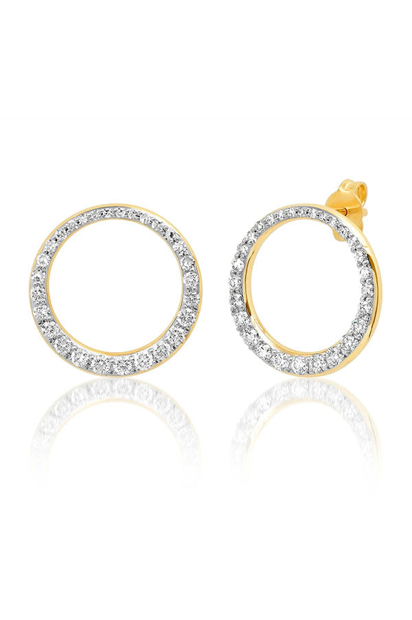 Eriness 14k Asymmetrical Diamond Loop Earrings