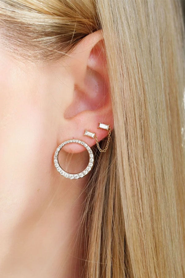 Eriness 14k Asymmetrical Diamond Loop Earrings