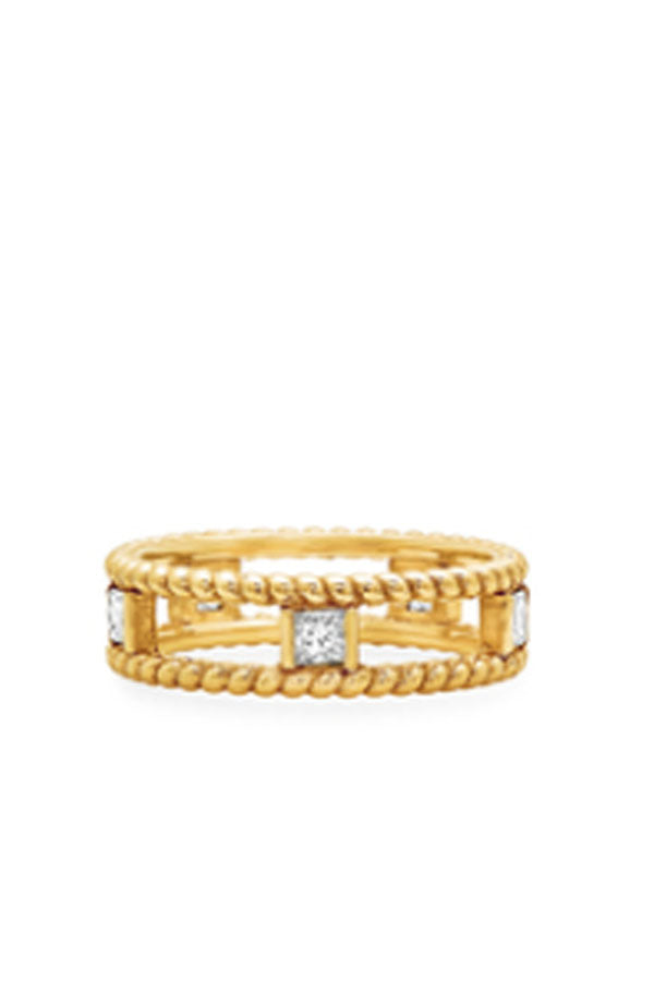 Gold Double Twist Ring with Diamonds