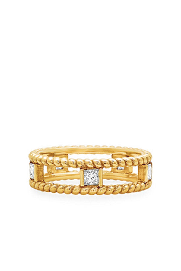 Gold Double Twist Ring with Diamonds