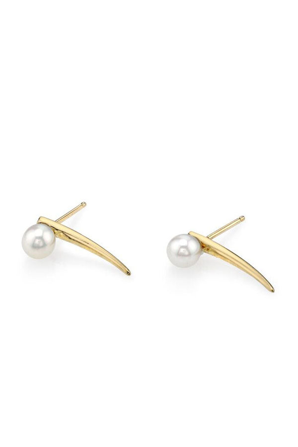 Pearl Drop-Down Tusk Earrings