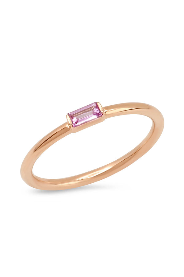 Pink Sapphire Baguette Solitaire Ring