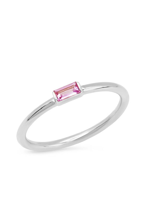 Pink Sapphire Baguette Solitaire Ring