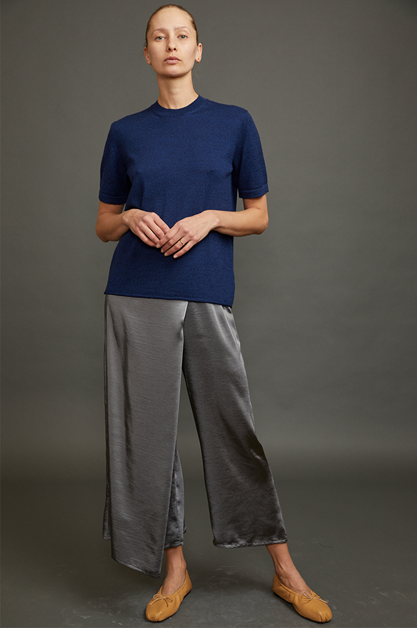 Sid Neigum Asymmetrical Crossover Pant In Silky grey