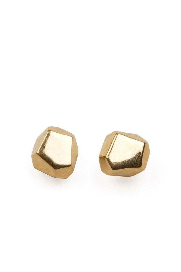 Aesa 14K Gold “Pyrite” Stud Earrings