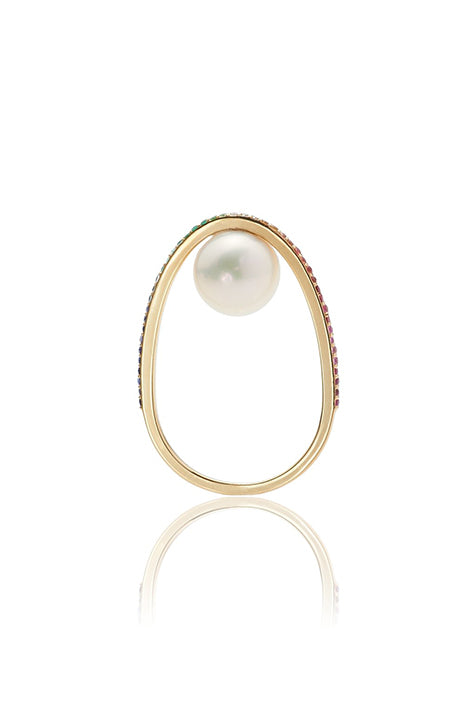 Nataf Joaillerie Rainbow Pearl Orbit Ring