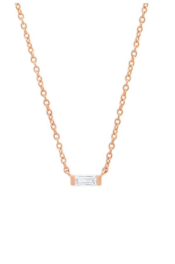 Solitaire Diamond Baguette Necklace