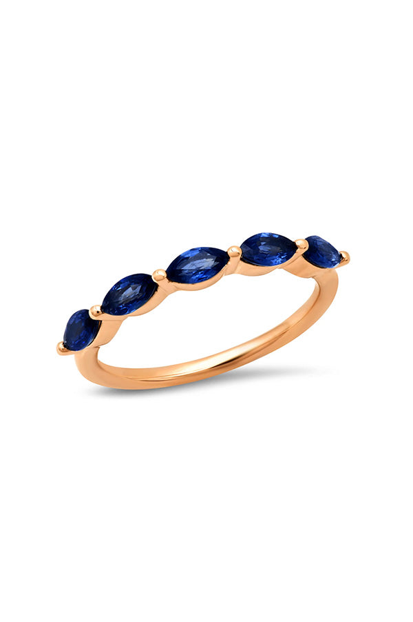 Blue Sapphire Marquise Half Eternity Band