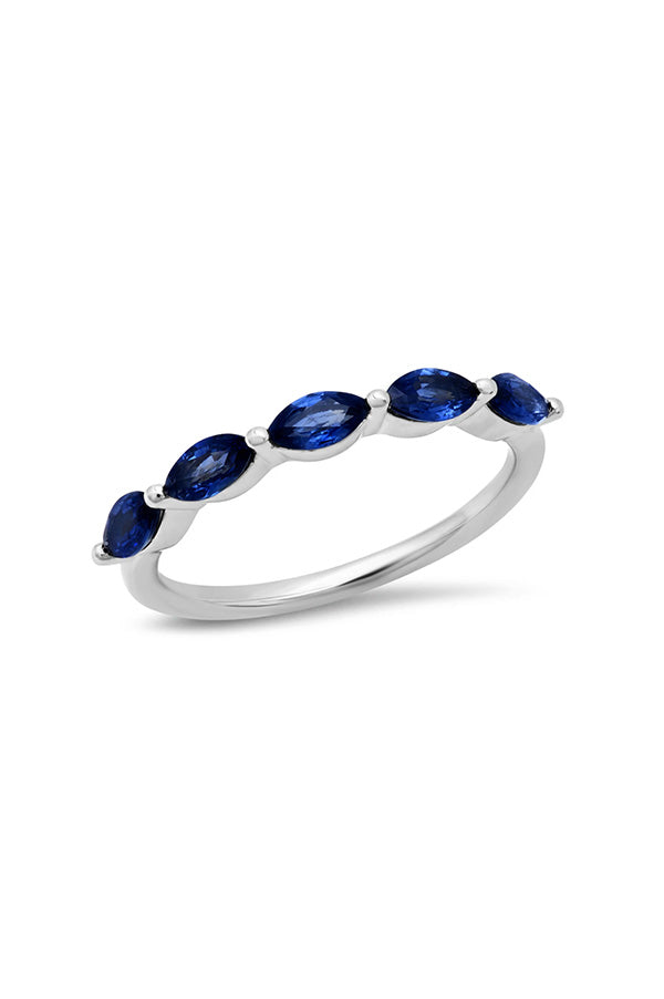 Blue Sapphire Marquise Half Eternity Band