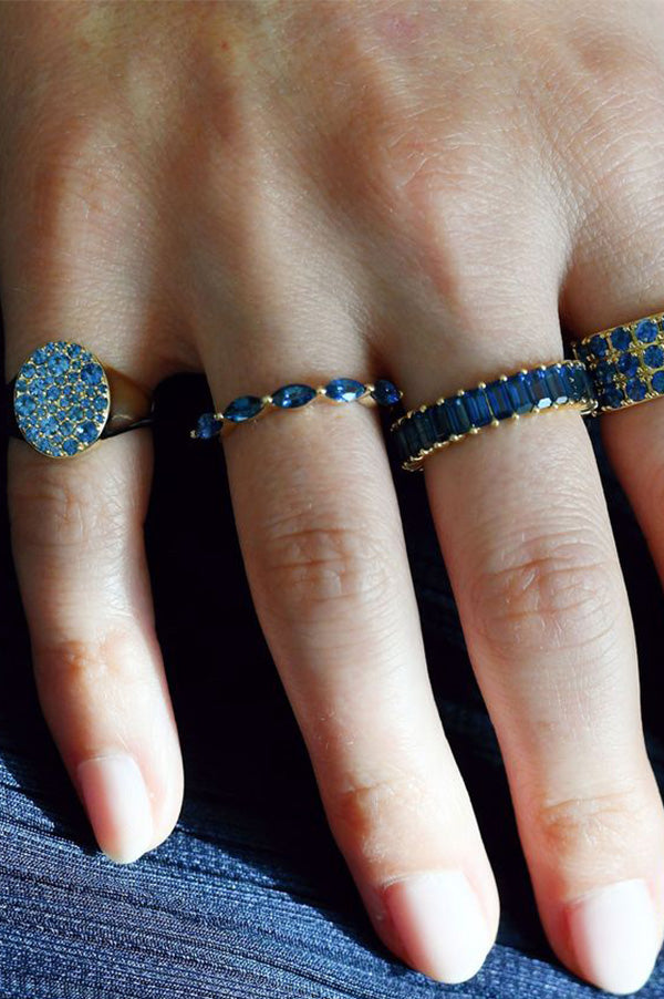 Blue Sapphire Marquise Half Eternity Band