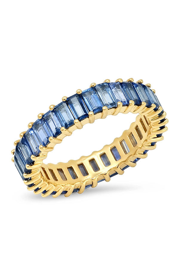 Blue Sapphire Vertical Baguette Ring