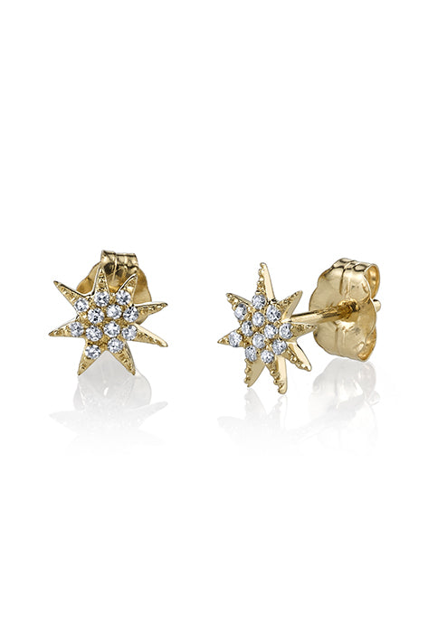 Single Shooting Star Earrings with Pave Diamonds (Pair)