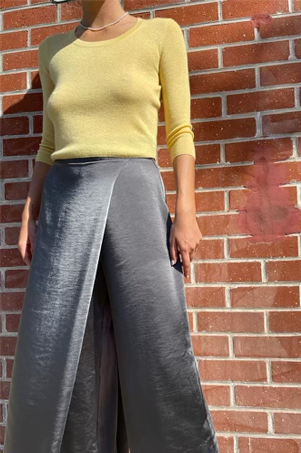 Sid Neigum Asymmetrical Crossover Pant In Silky grey