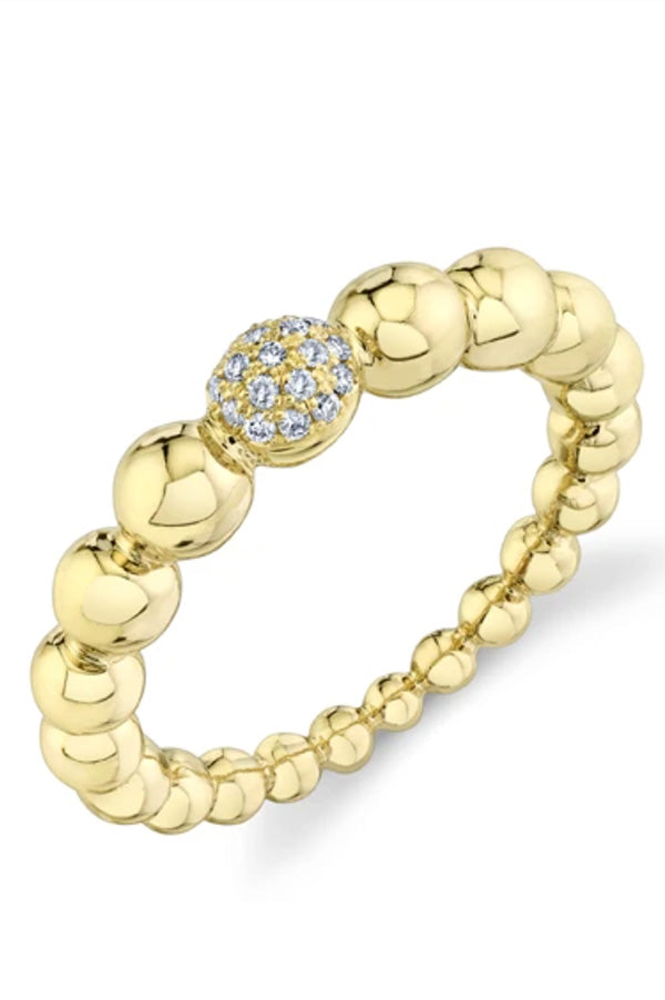 Sphere Ring with Top White Pavé Diamonds