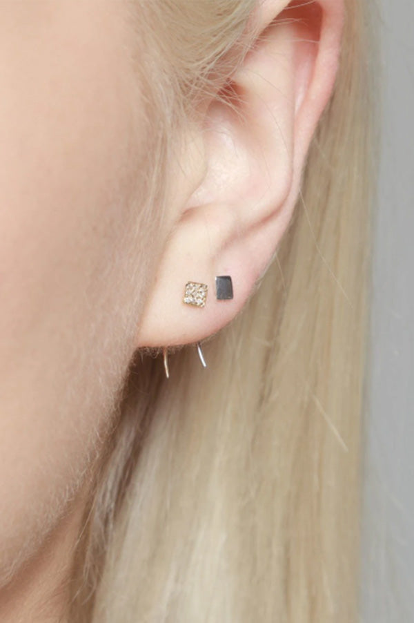 Pave Square Infinite Tusk Earring