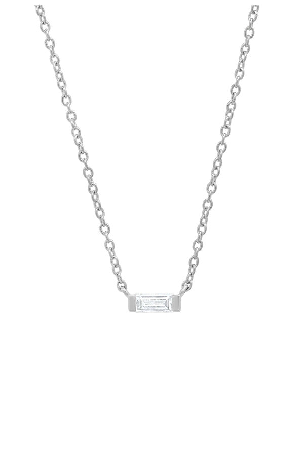 Solitaire Diamond Baguette Necklace