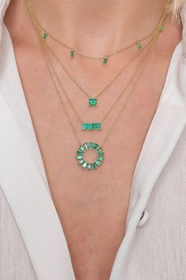 Emerald Baguette Staple Necklace