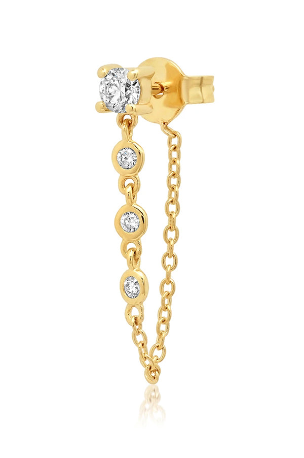 Single Diamond Stud with Diamond Chain