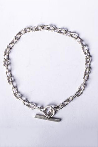 Tiny Deco Link Choker Chain in Sterling Silver