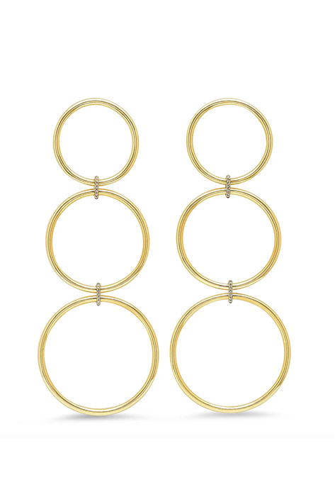 Triple Loop Earrings with Diamond Links