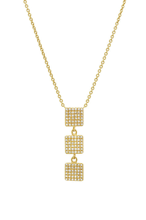 Triple Pave Diamond Square Necklace